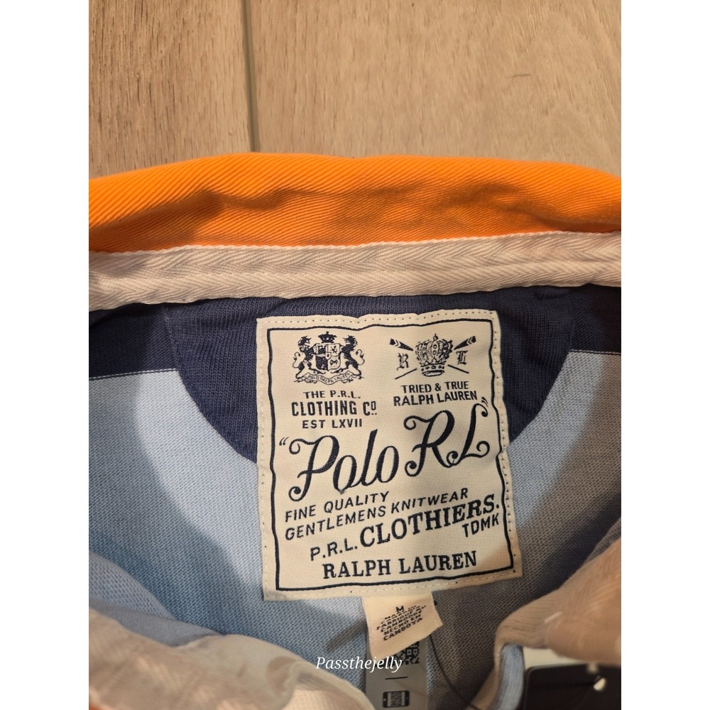 Polo Ralph Lauren Rugby Shirt Mens Medium NWT Blue Striped Colorblock England - Picture 6 of 10
